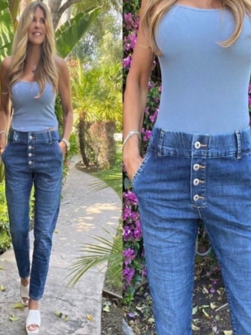 Bevy Flog Ronit Button Fly Denim Jeans Blue 28